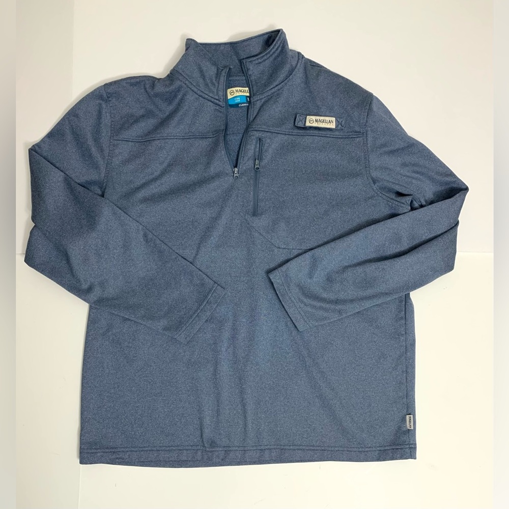 Magellan Fish Gear Sweatshirt Men’s L Blue 1/4 Zip Fleece Pullover Moisture Wick